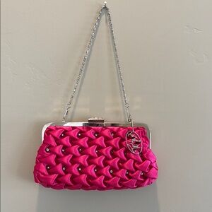 Tatyana Hot Pink Retro Clutch Bag